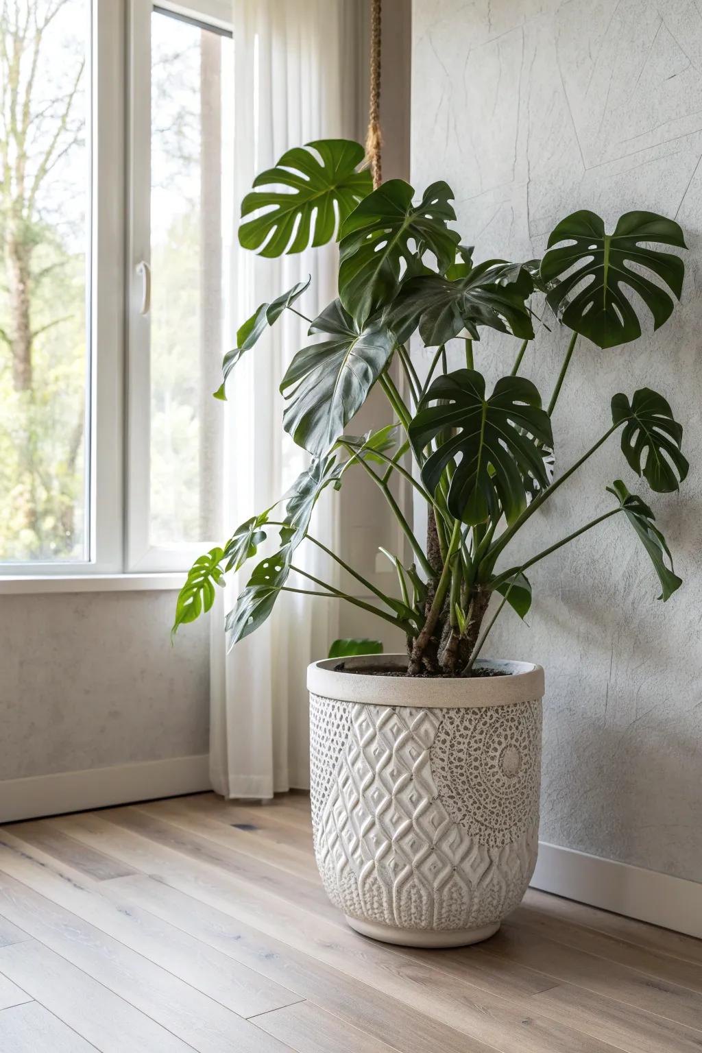 Transform your space with nature's elegance: Let a lush Monstera hide the clutter and elevate your aesthetic!