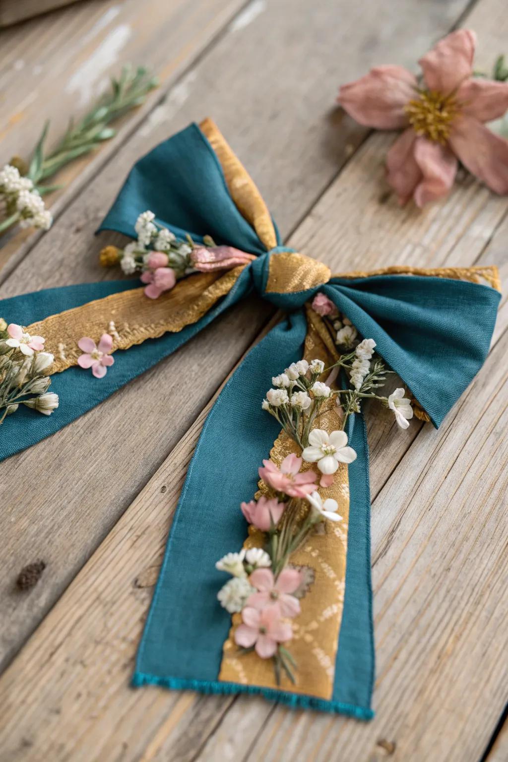 Add a touch of floral whimsy to your ribbon bows for a stunning spring accent!