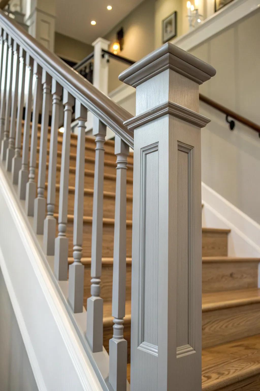 Elevate your staircase with neutral elegance—discover the art of modern, minimalist railings.