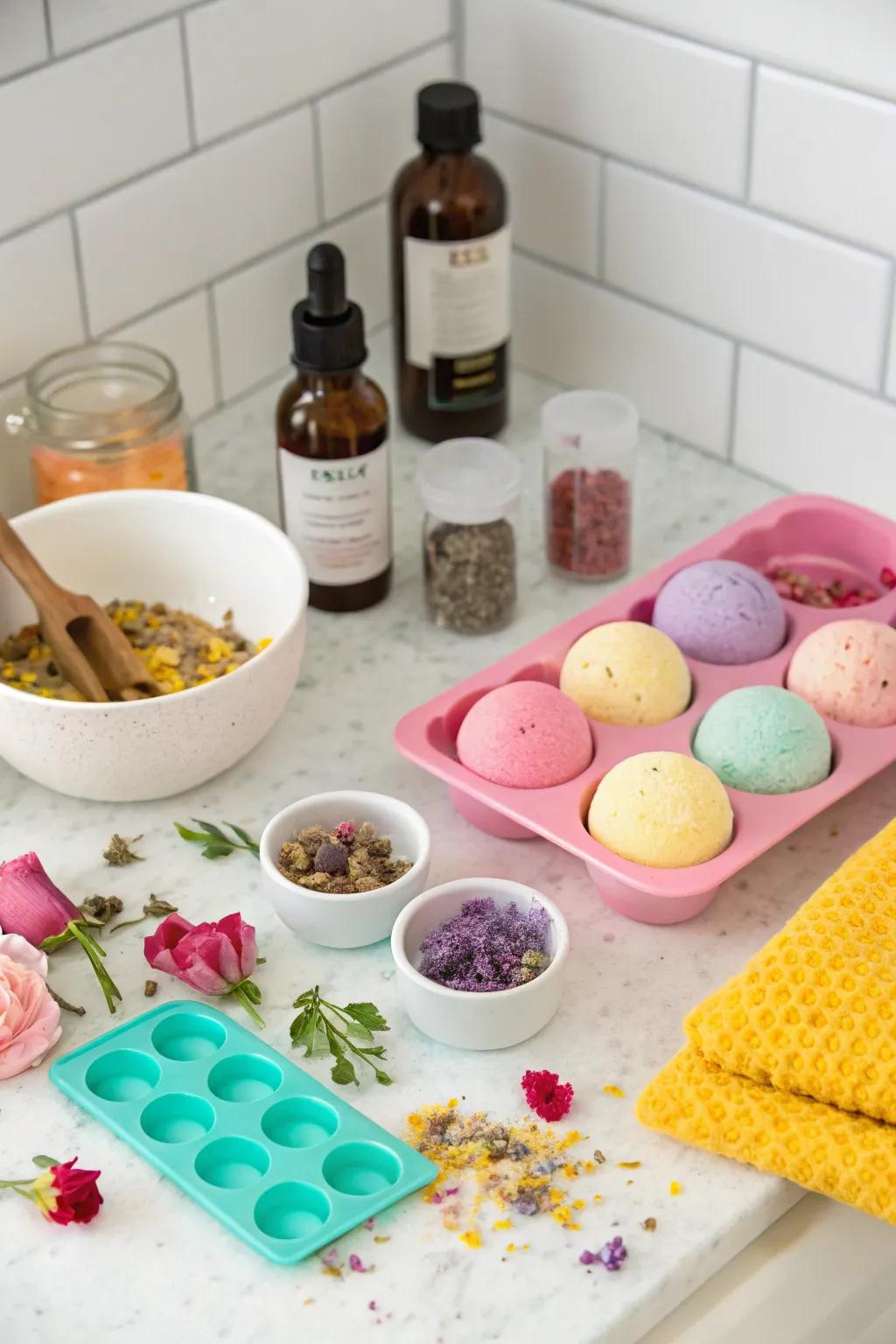 A fun DIY bath bomb kit for a relaxing experience.