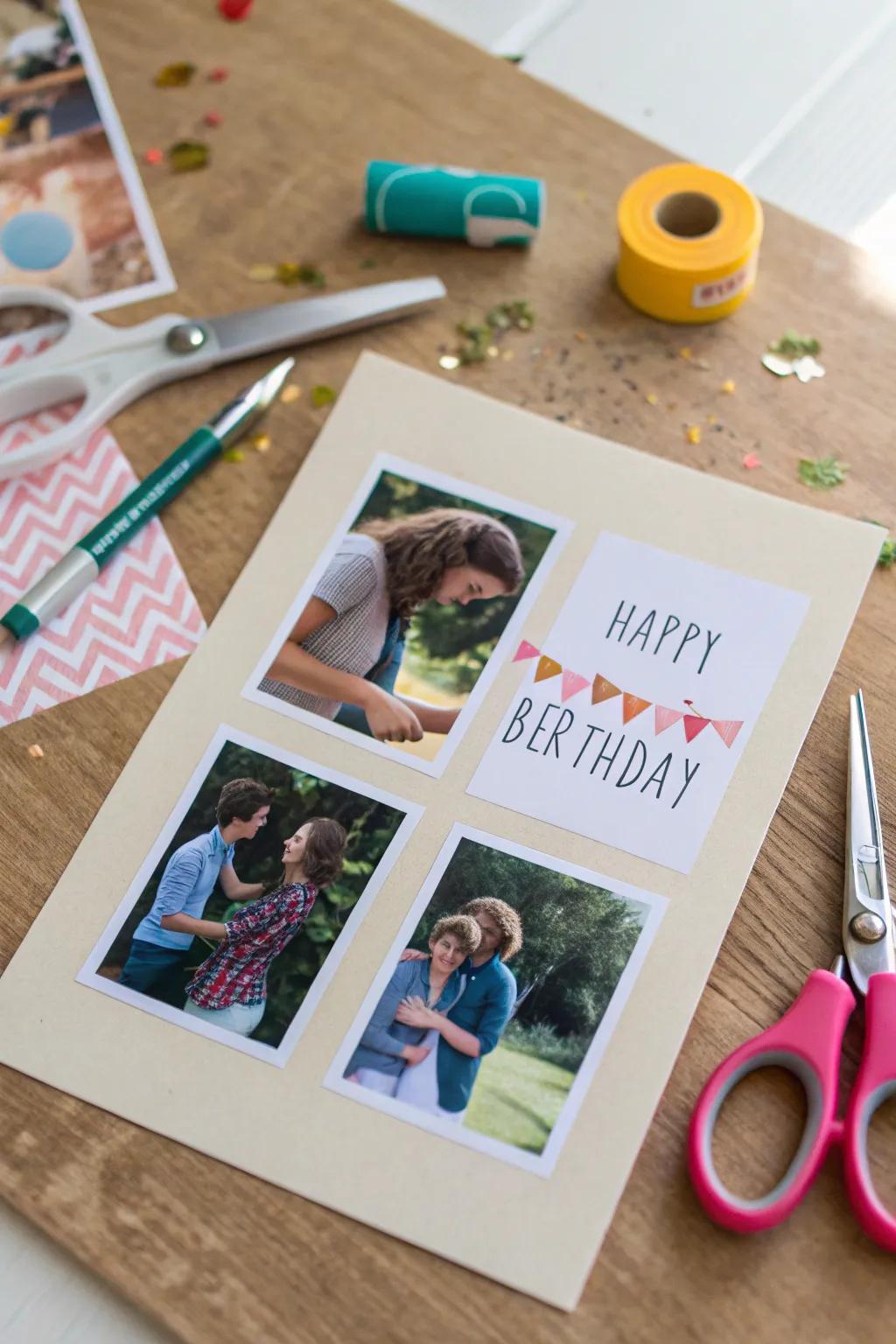 A personalized photo collage birthday card.