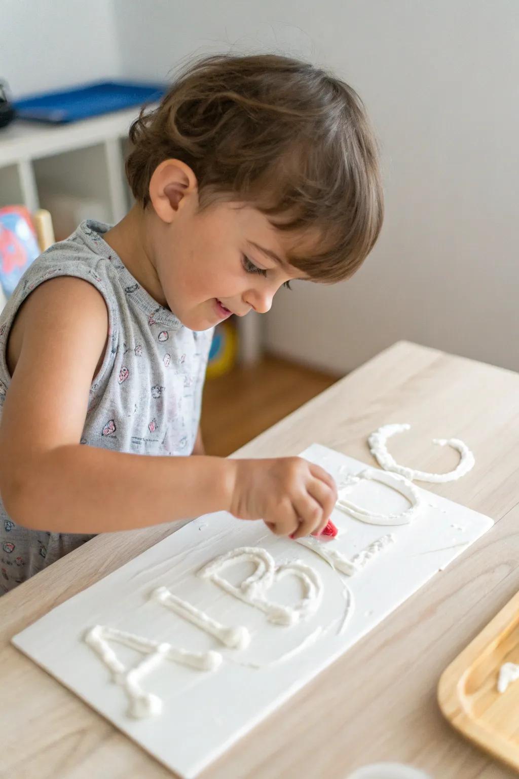 Messy, fun, and educational shaving cream letters.