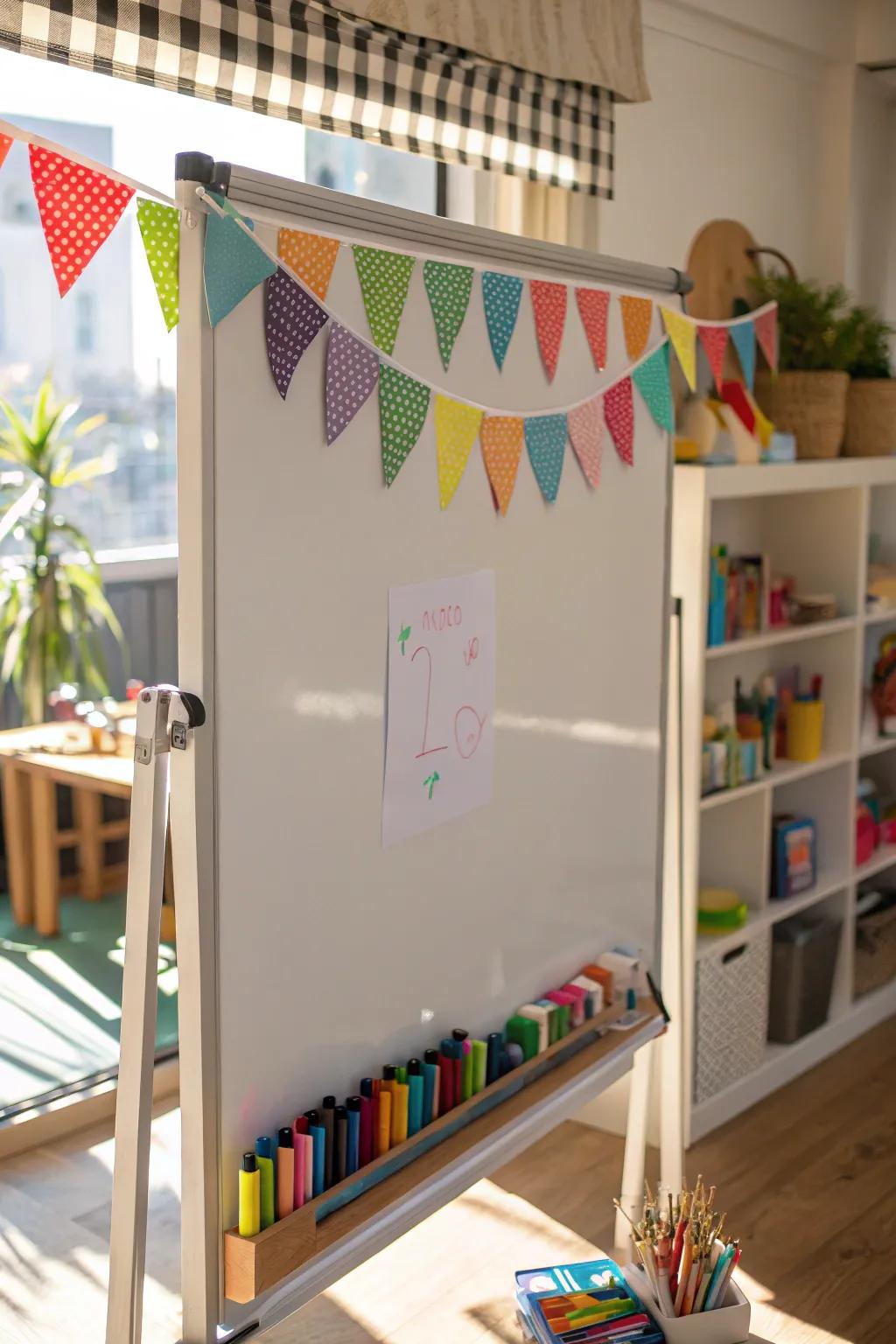 A banner can bring a festive feel to your dry erase board.