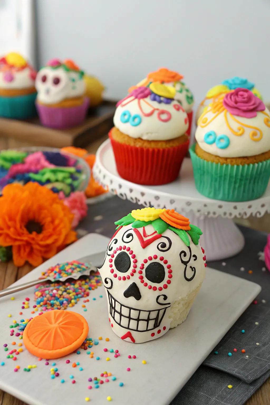 Beautifully decorated sugar skulls, each one telling its own story.