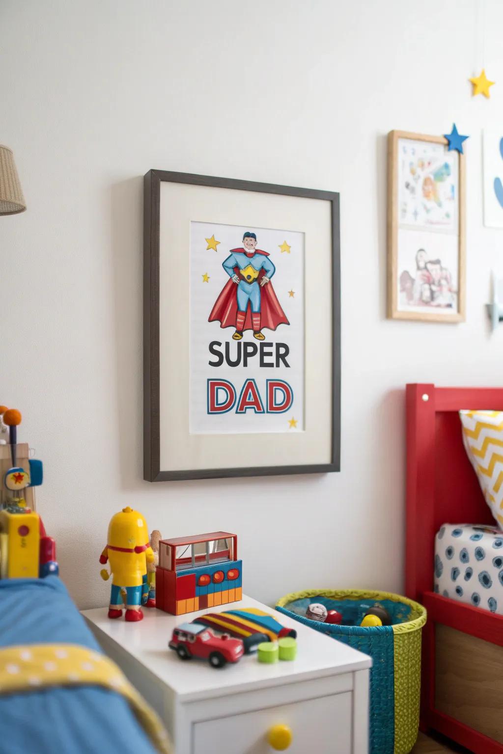 Celebrate your dad's superpowers with a hero sketch.