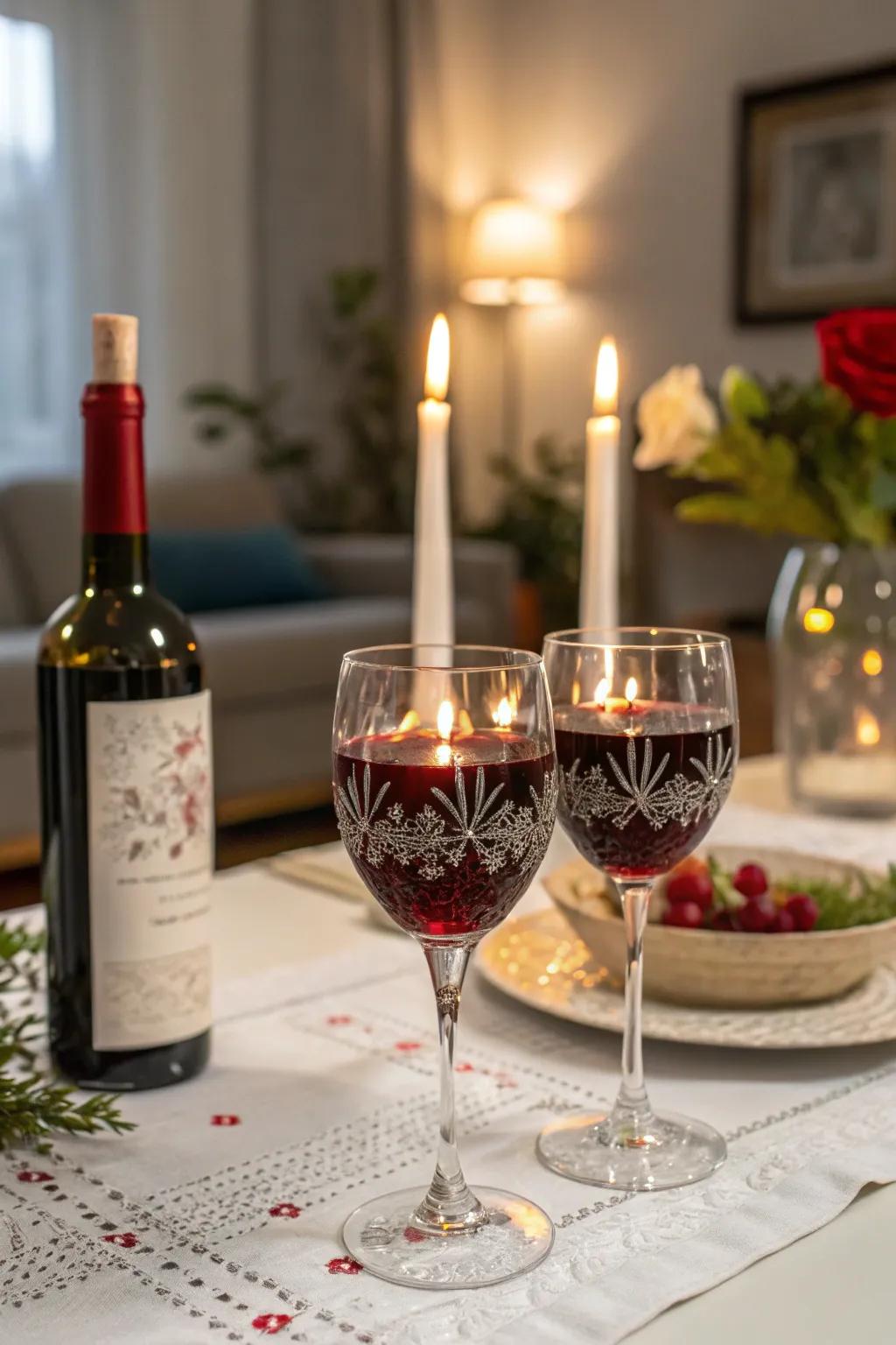 Raise a toast with personalized wine glasses.