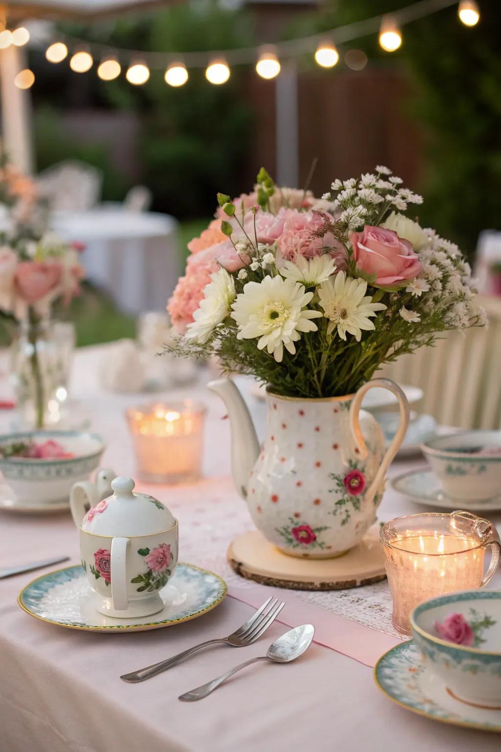 Vintage teapots bring whimsy and charm to your tables.