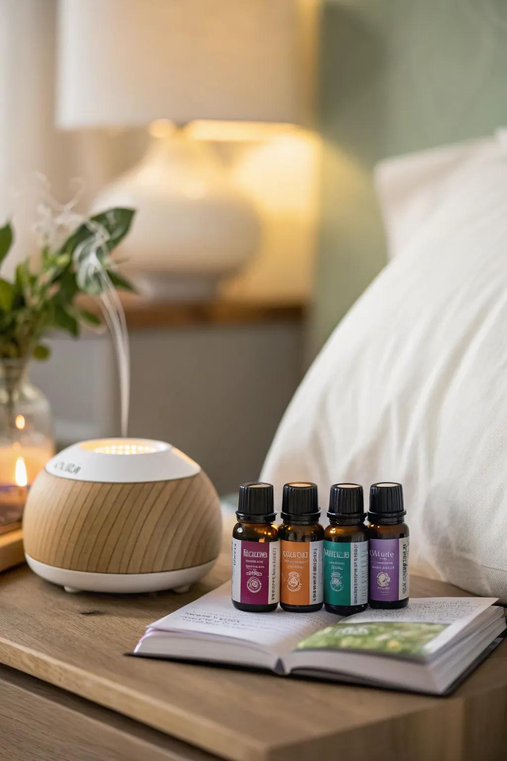 Essential oils to create a calming atmosphere in the hospital room.