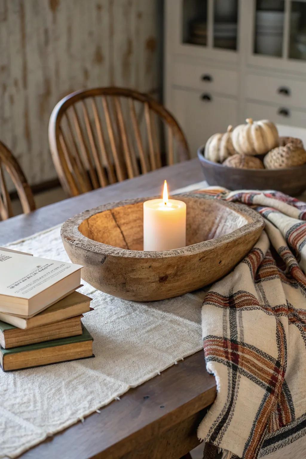 A scented delight that doubles as decor: dough bowl candles.