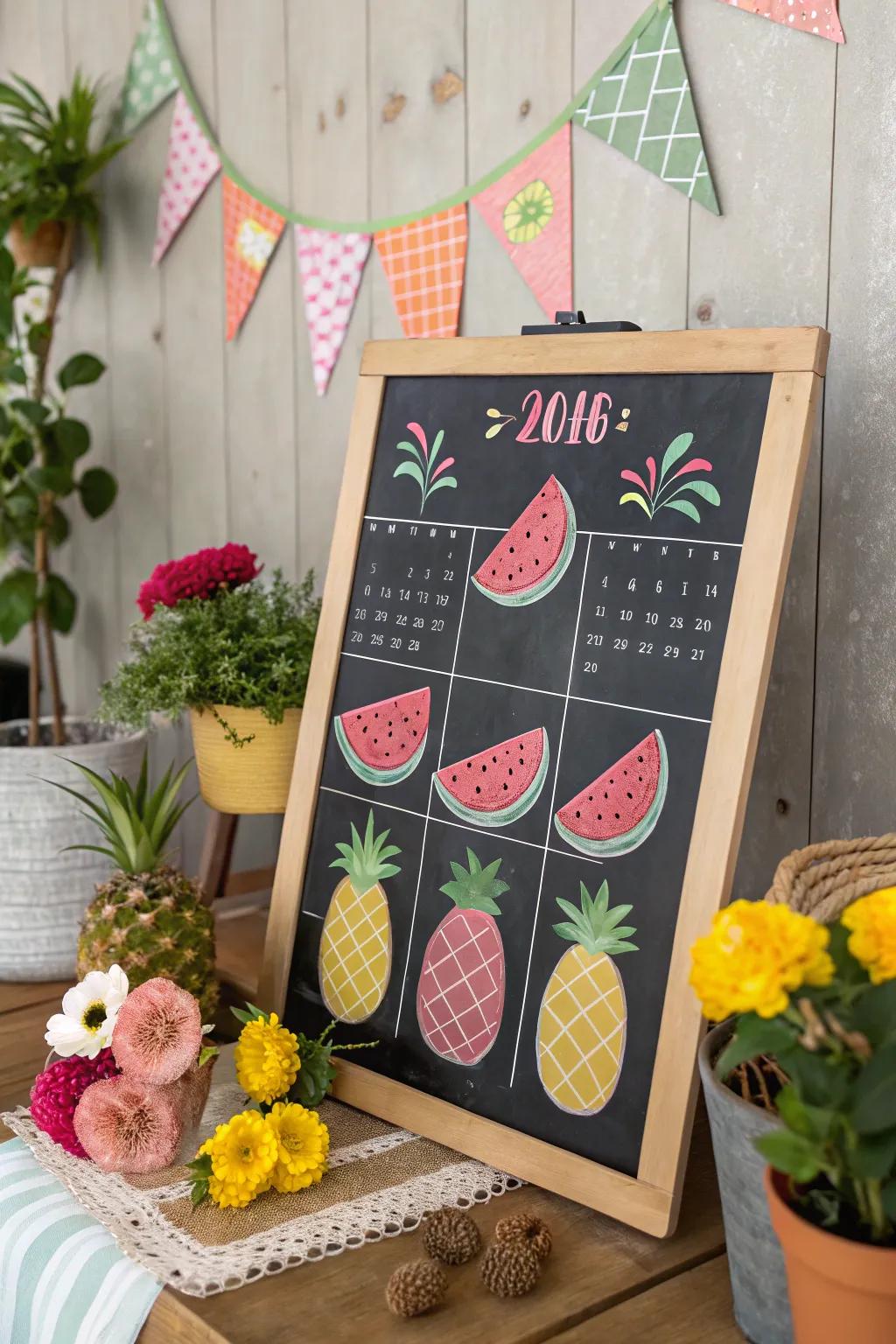 Bring a fruity fiesta to your calendar with vibrant fruit illustrations.