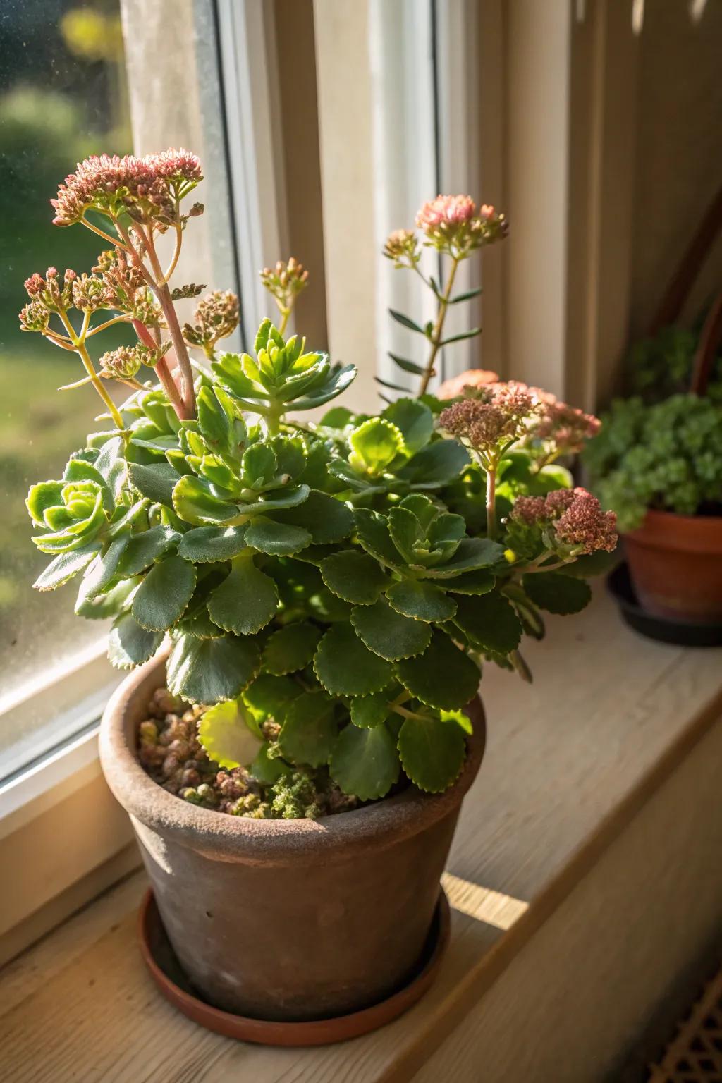 Sedum's sturdy nature and starry flowers make it an ideal low-maintenance choice.