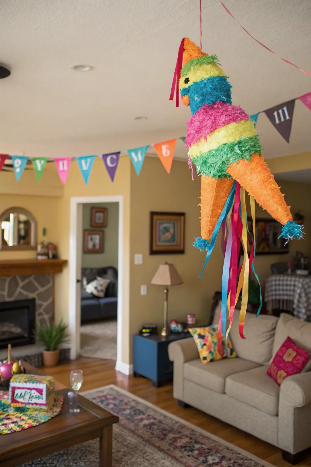 A pull-string pinata, perfect for a fun and safe party activity.