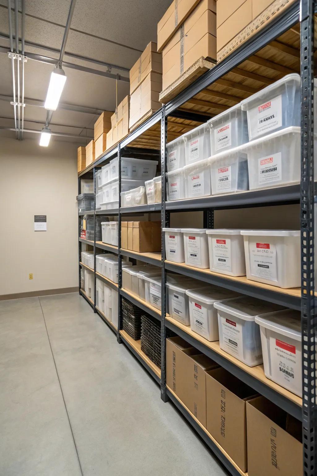 Shelving units make it easy to access all your stored items without hassle.