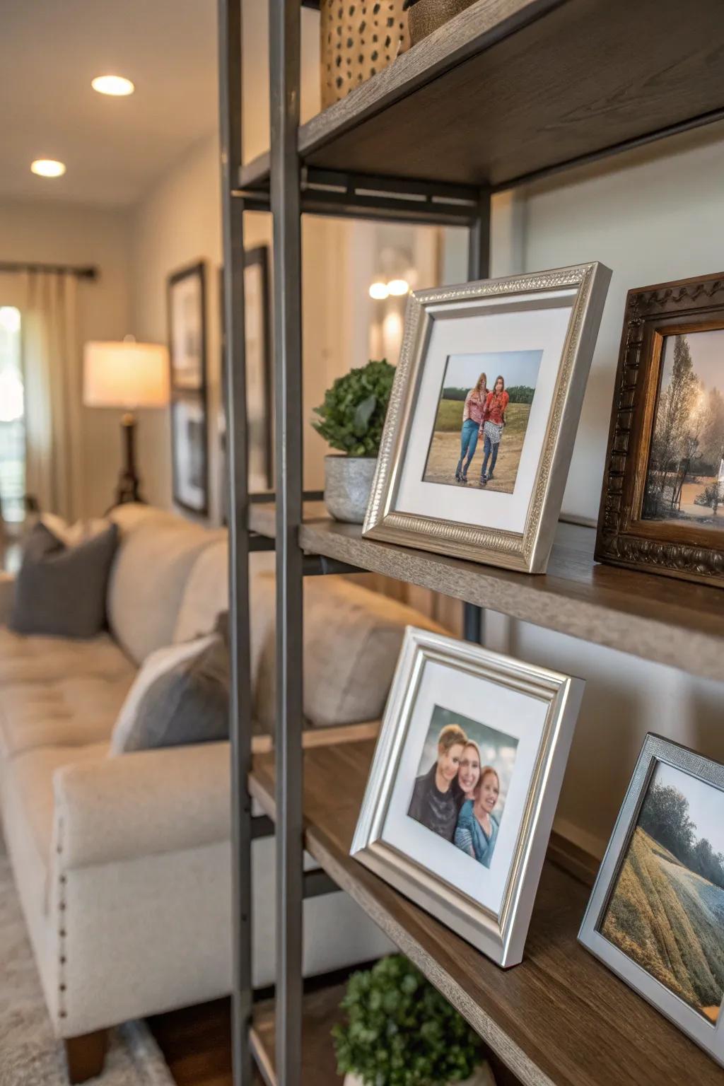 Handcrafted pewter frames give photos a personal touch.