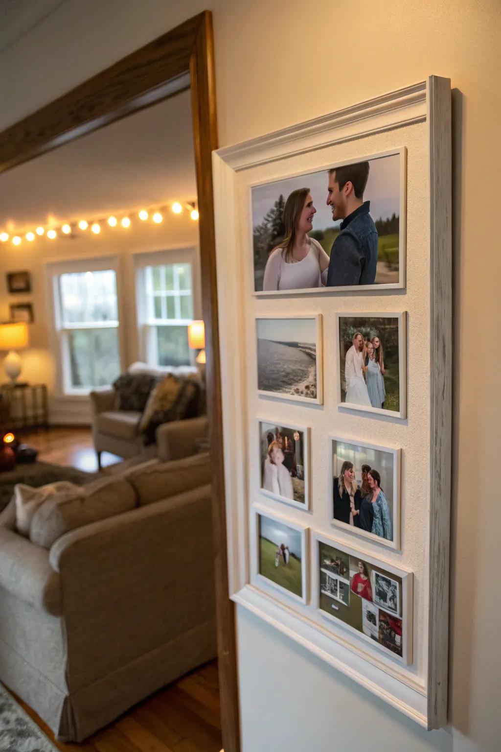 Create a visual timeline of your relationship with a collage frame.