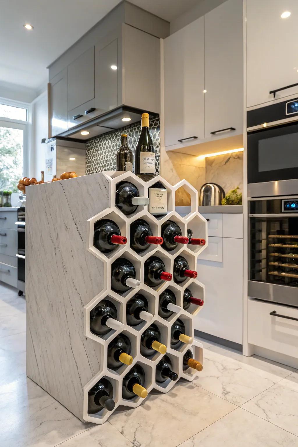 Add industrial chic to your kitchen with a modern PVC wine rack.