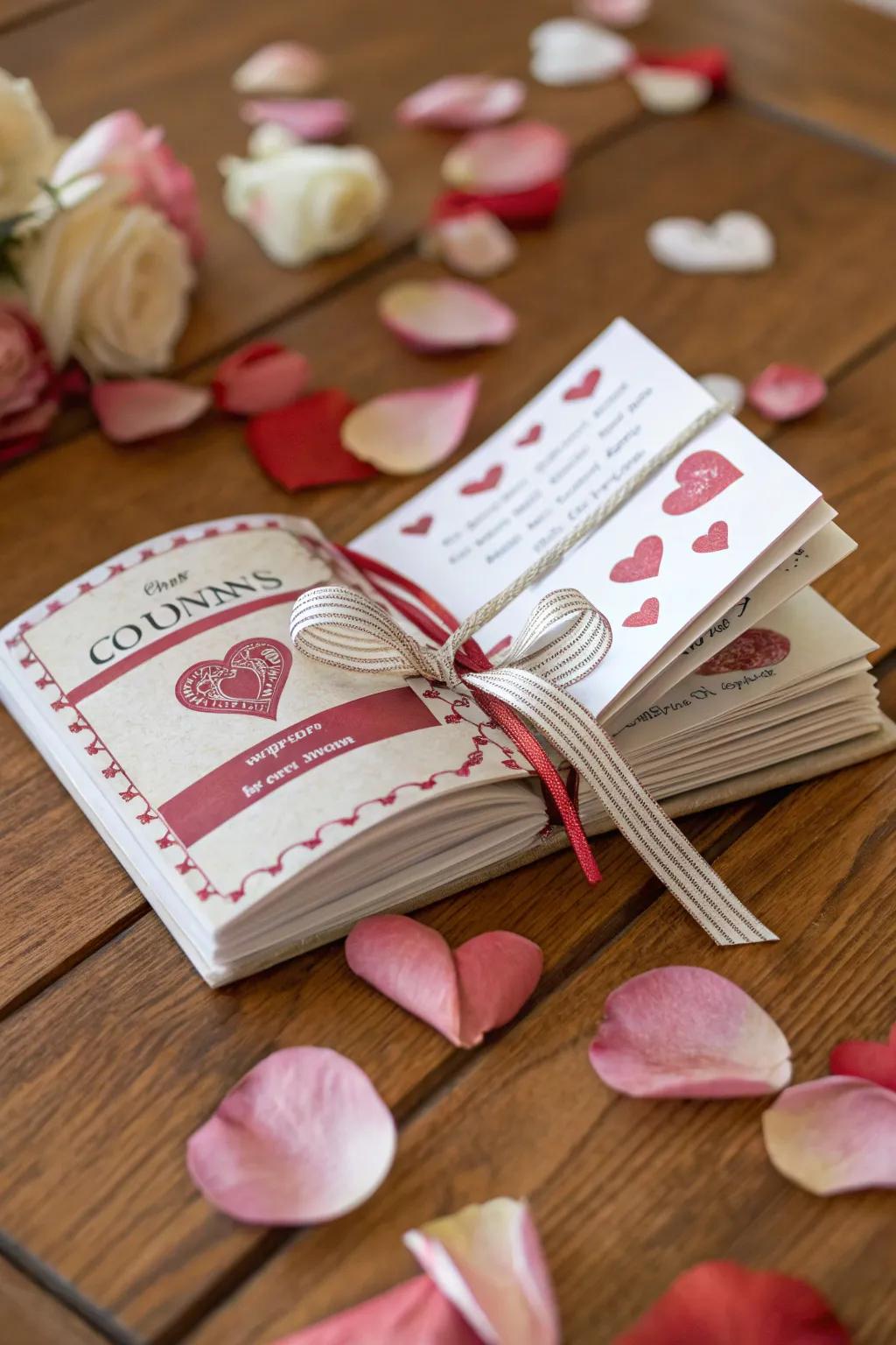 A mini book of love coupons for endless joy.