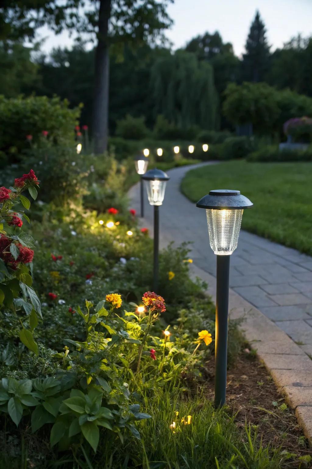 Showcase your garden's beauty with solar stakes.