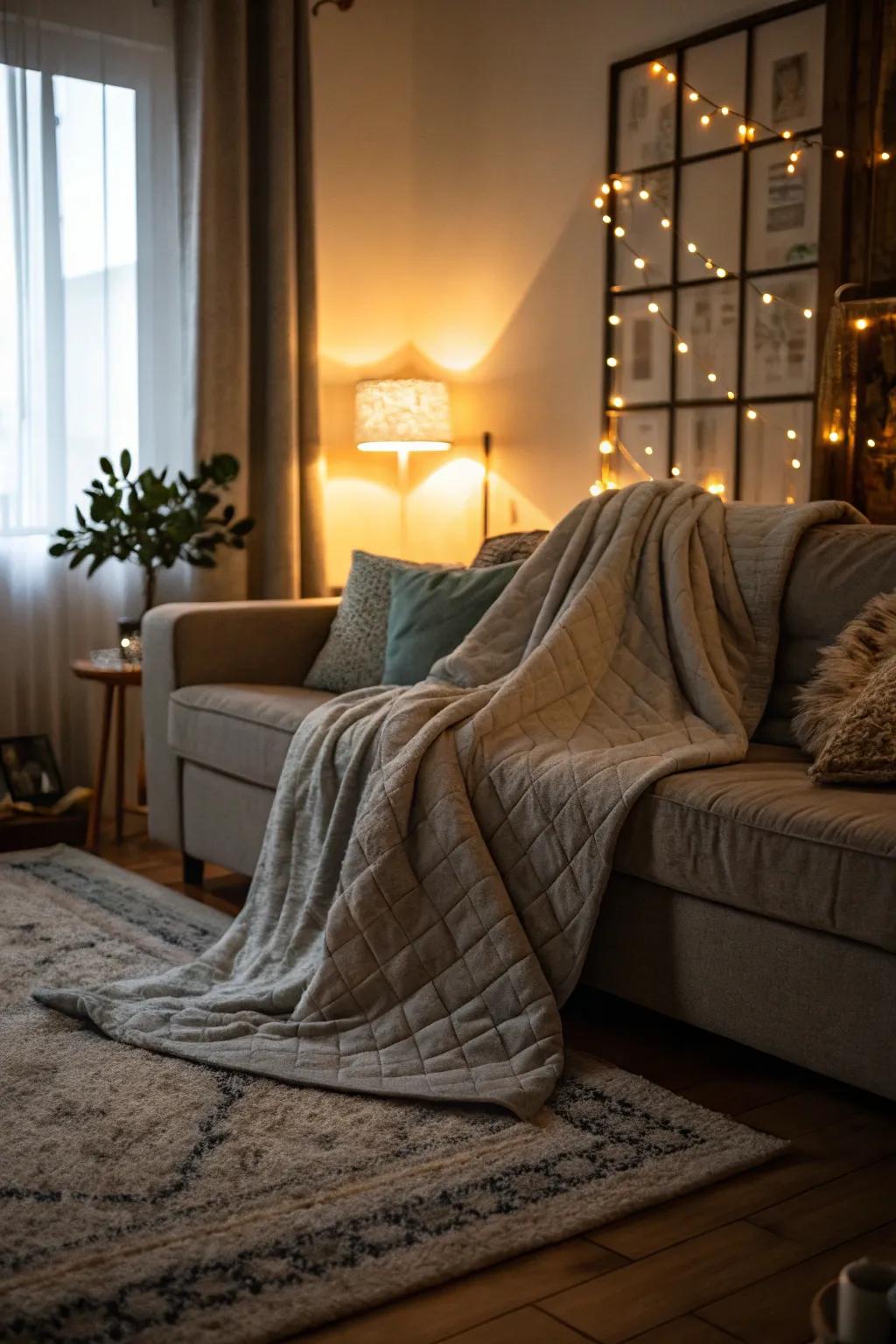 Experience ultimate relaxation with a weighted blanket.