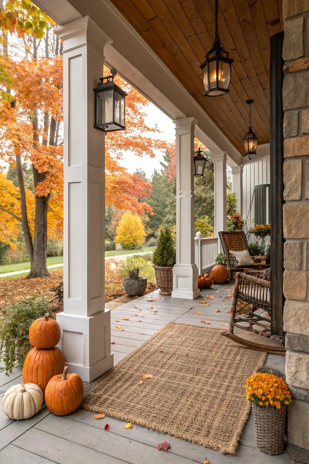 Faux wood wraps add warmth and texture to columns