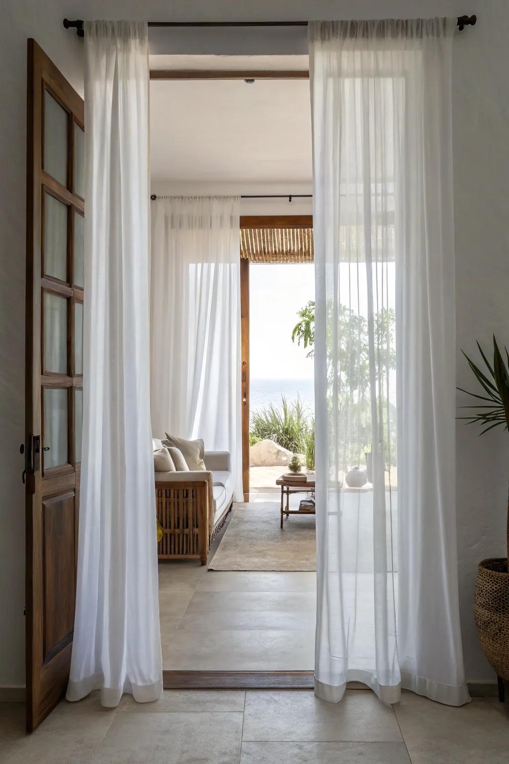 Sheer curtains provide elegance and subtle privacy.