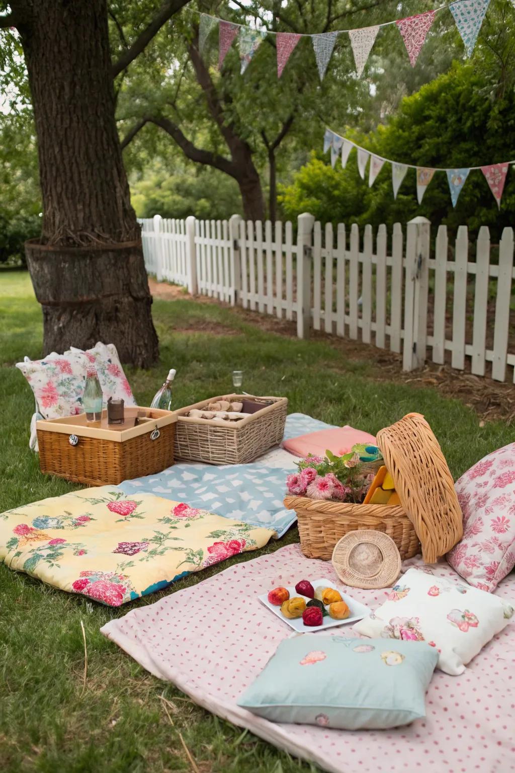 Charming backyard picnic for a baby shower