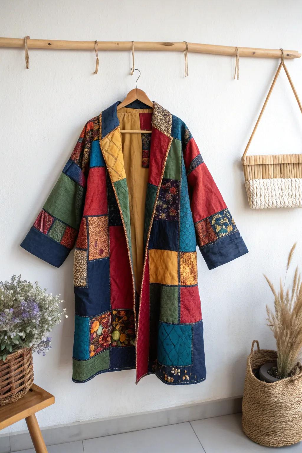 Breathe new life into fabric scraps with this vibrant mini coat—where Scandinavian minimalism meets Boho charm.