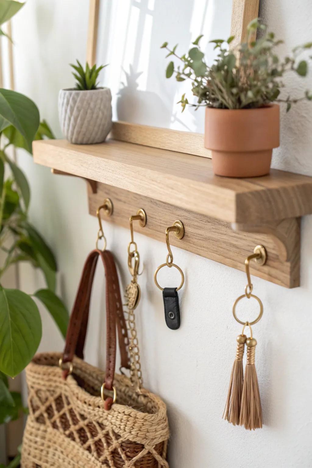 Elevate your wall decor with a chic floating shelf keychain display—where simplicity meets artistry.