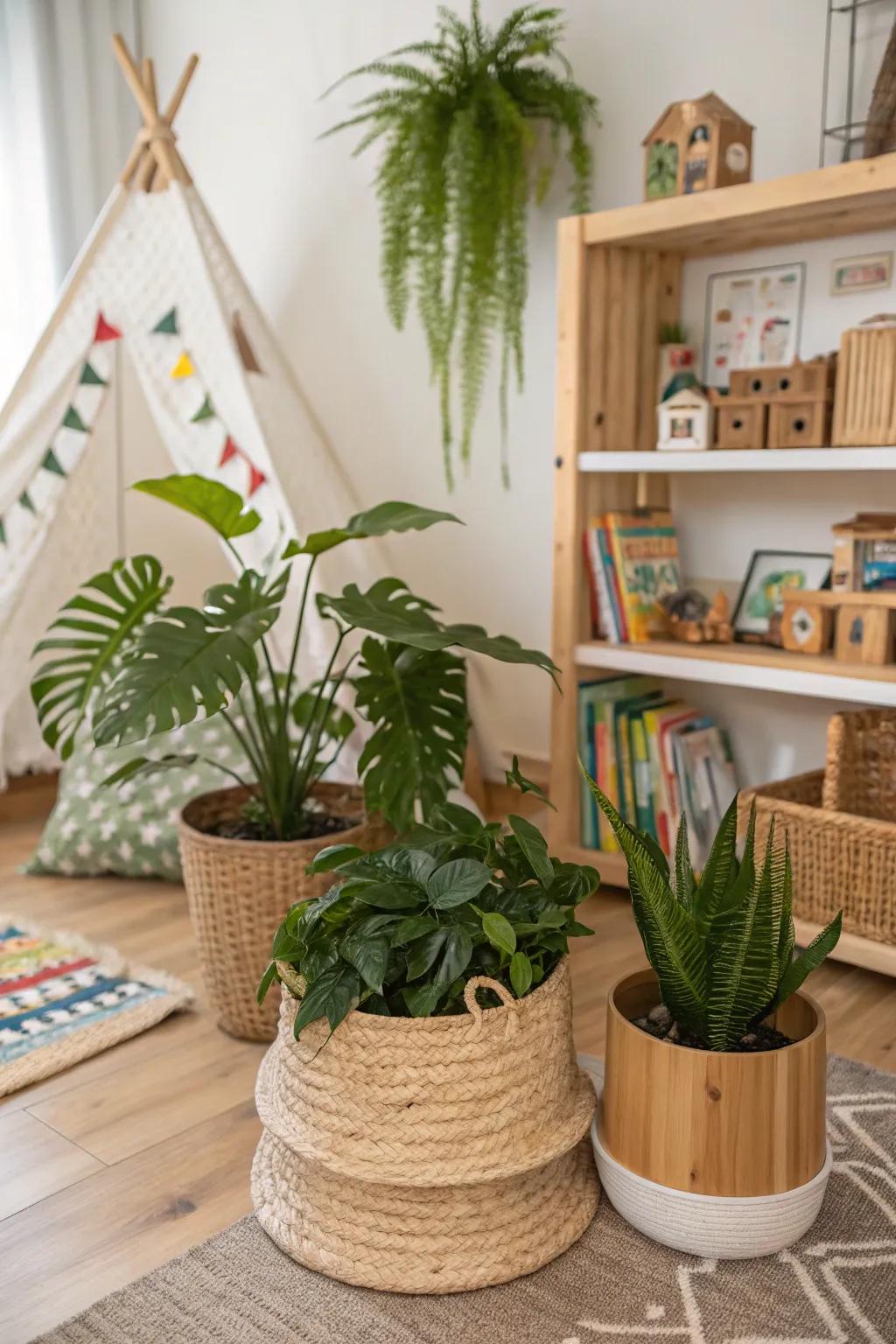 A nature-inspired corner can make any room feel fresh and lively.