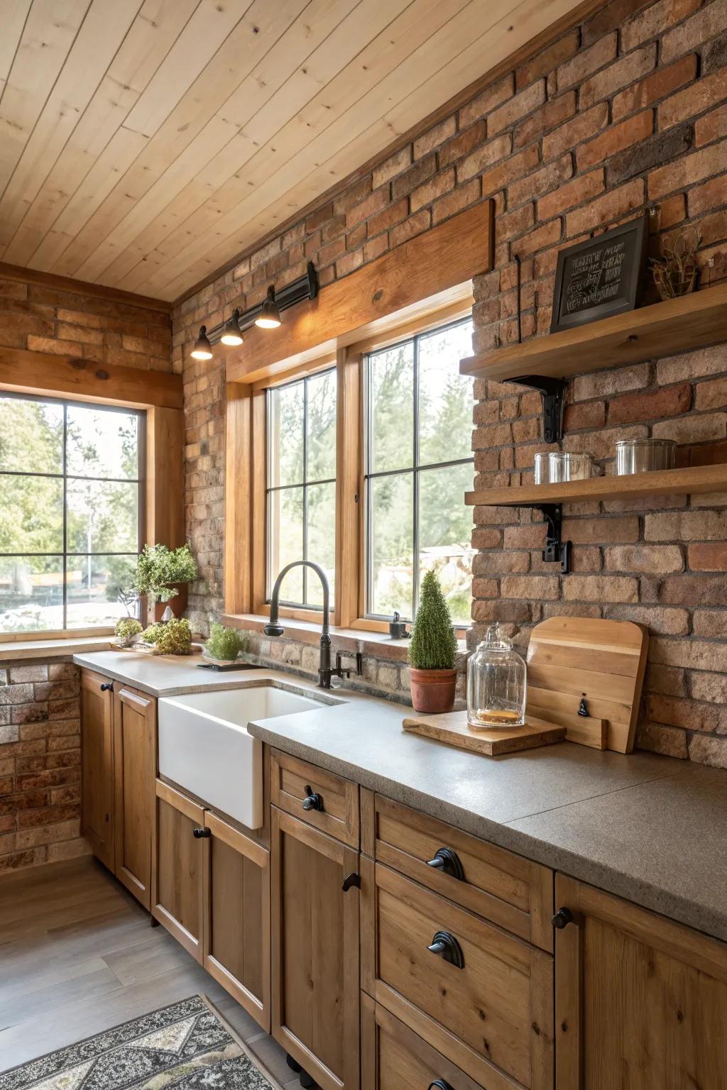 Brick backsplashes add a warm, rustic charm to your kitchen.