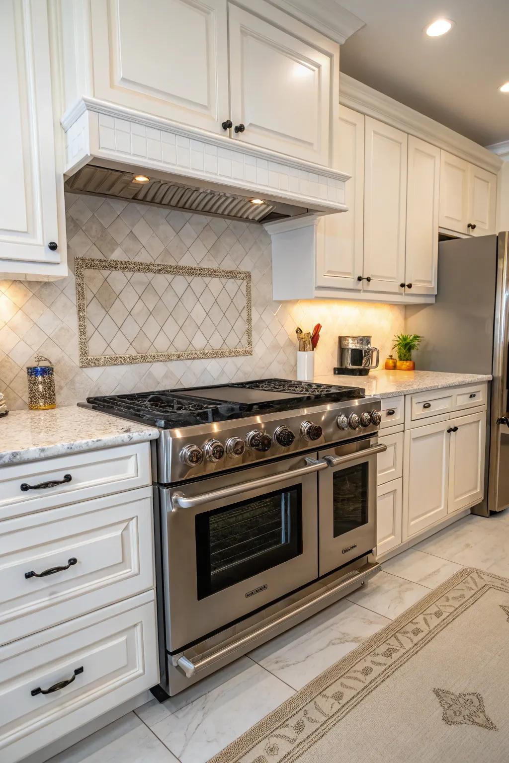 Double ovens strategically placed next to the stove for efficient cooking.