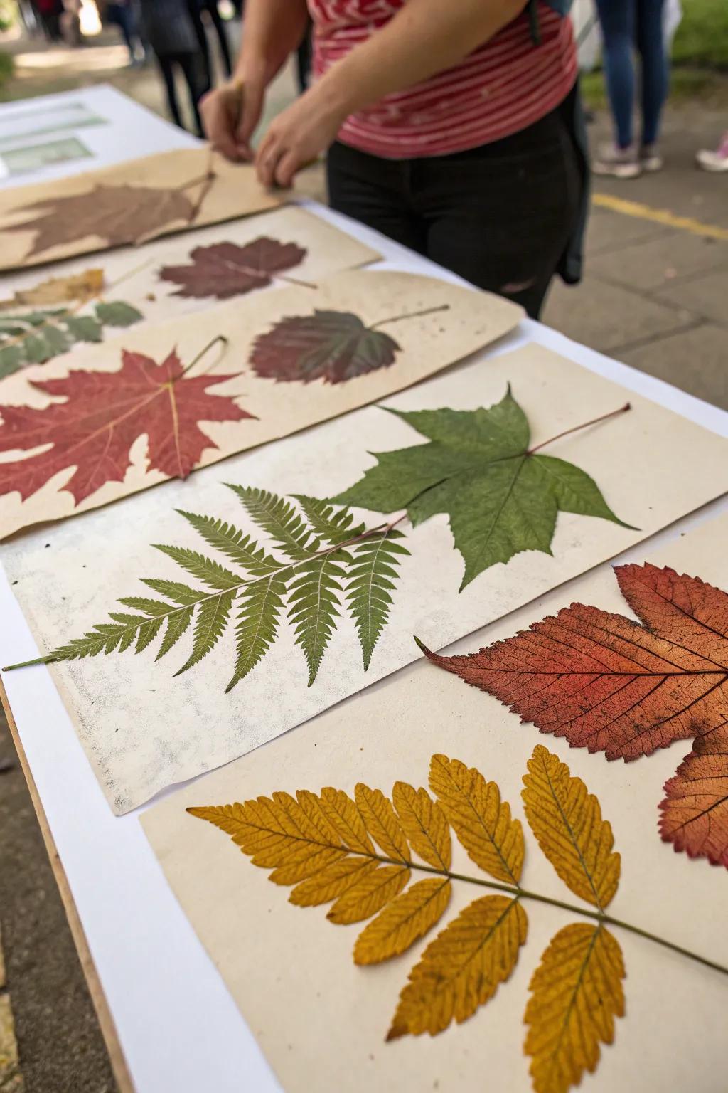 Leaf rubbings capturing the intricate beauty of nature.