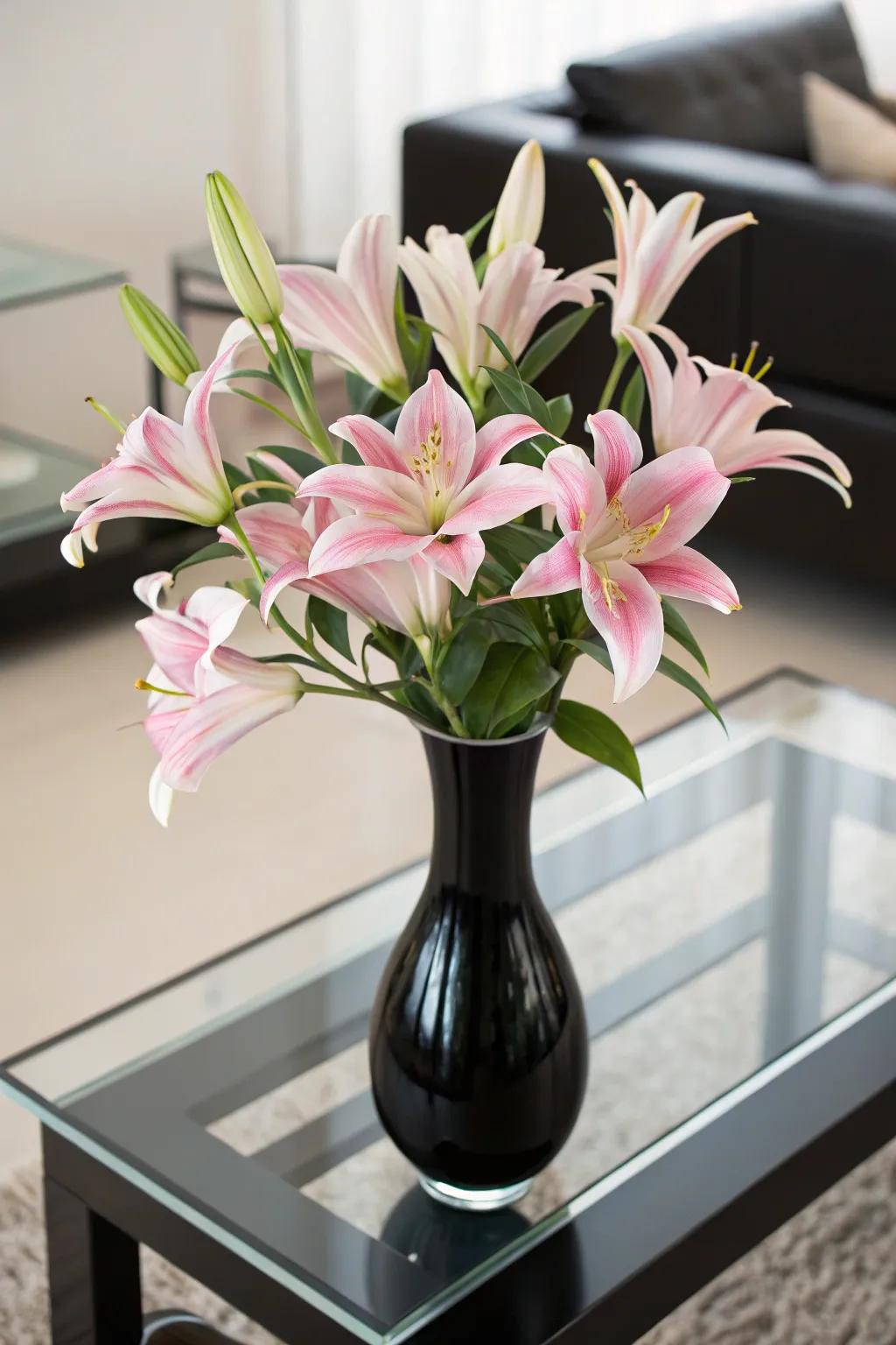 Monochrome pink lilies for a modern and bold statement.