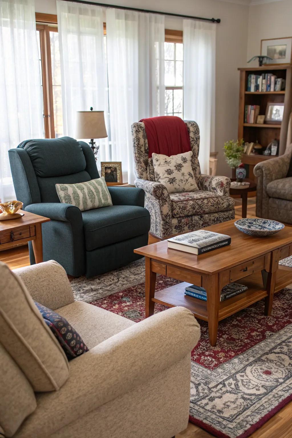 Mix and match chairs for a dynamic and personalized setup.