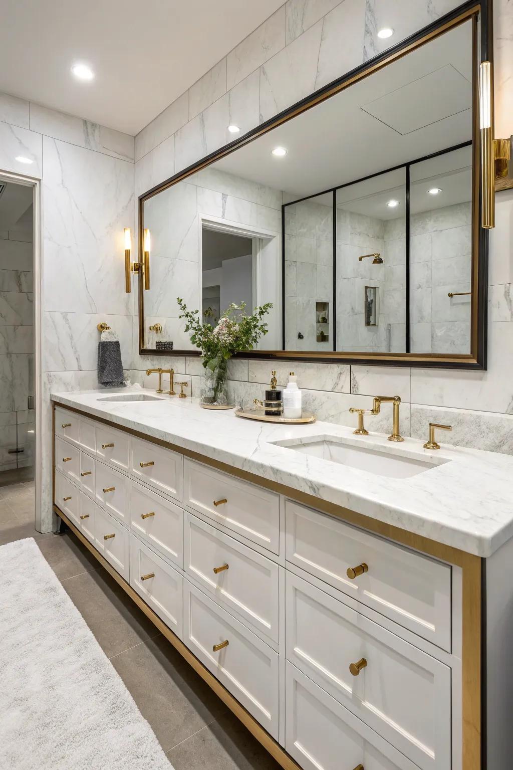 Marble countertops bring elegance and luxury to bathroom spaces.