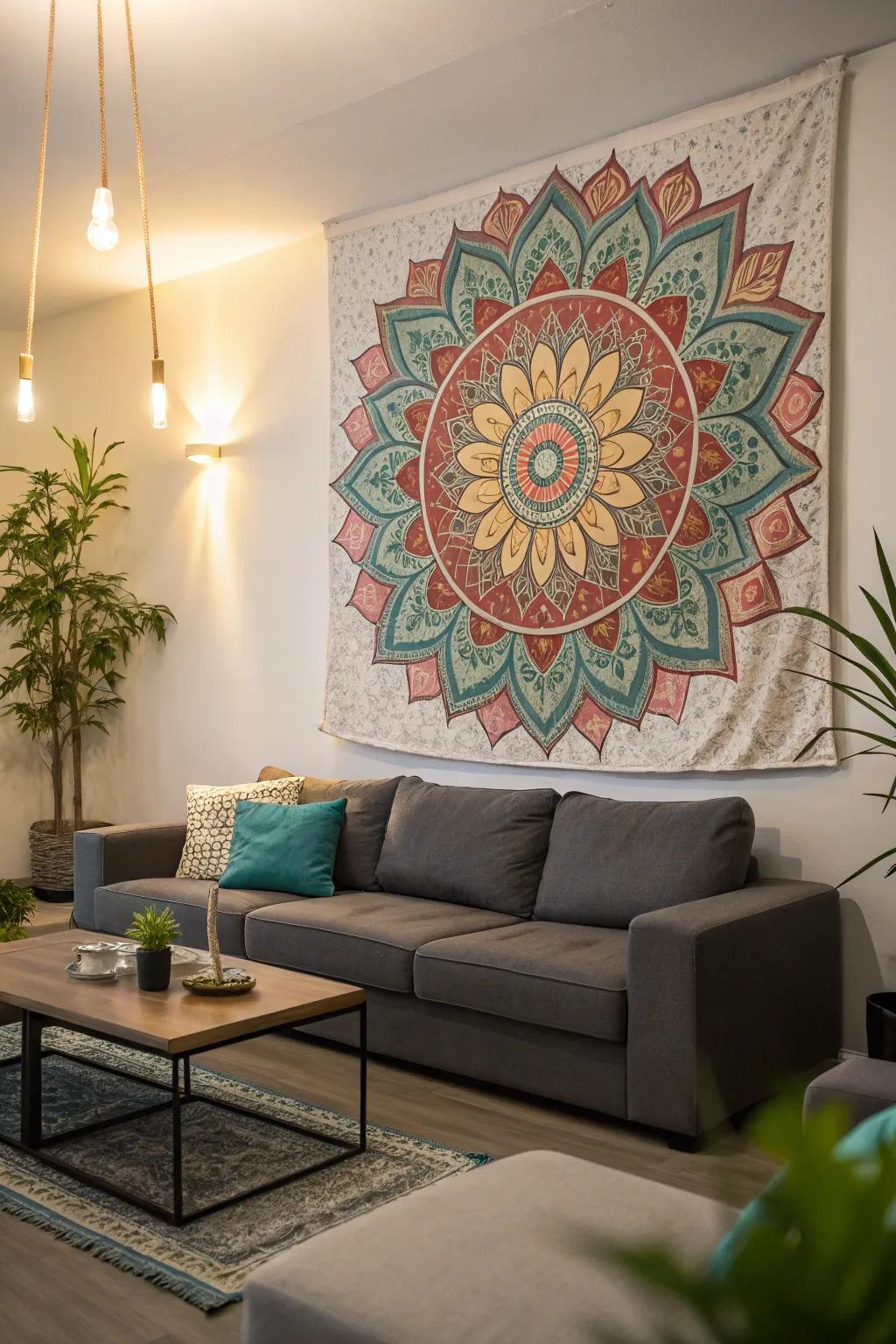 Make a bold statement with mandala wall art.