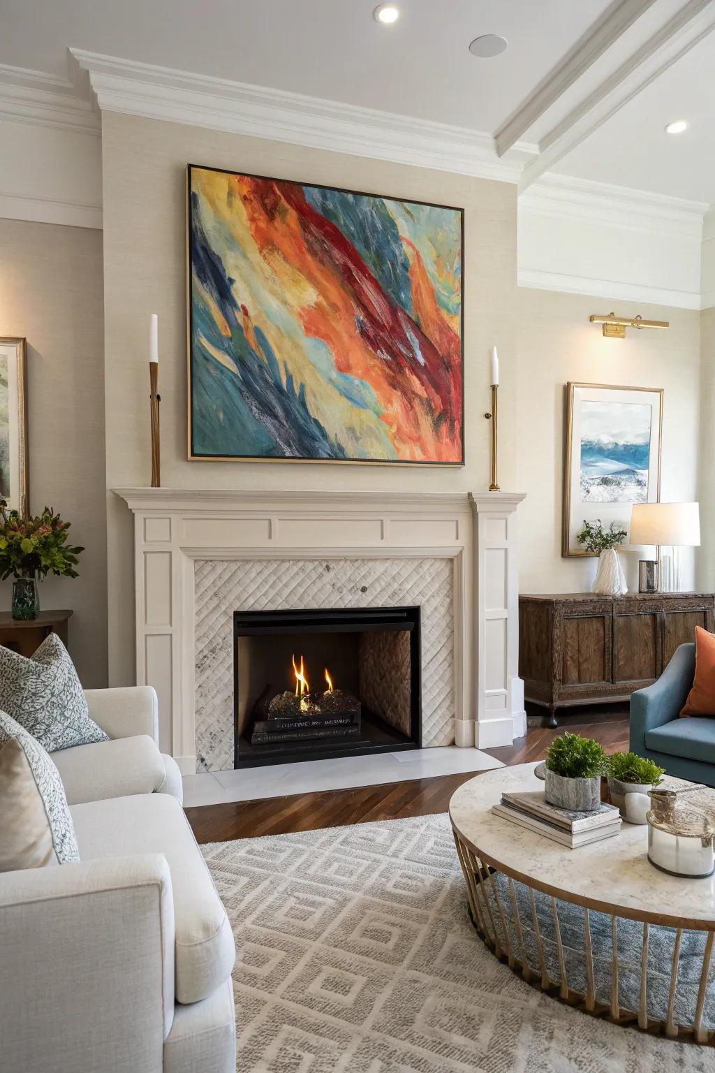 Let art steal the show on your mantel.