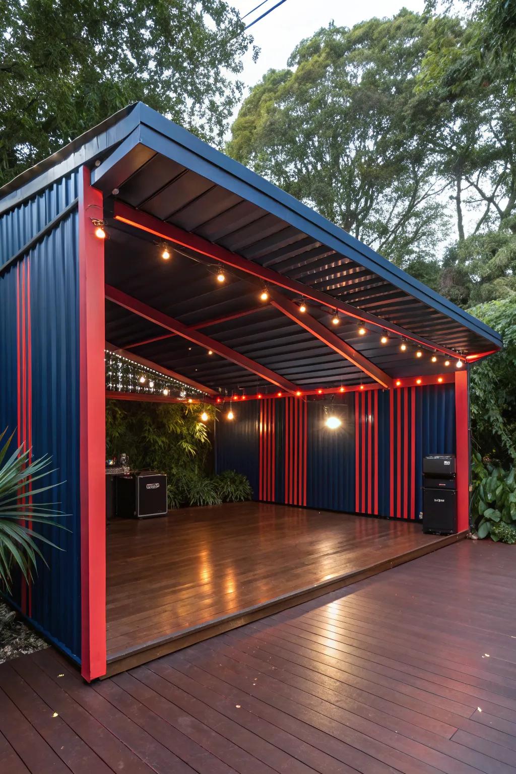 Transform your carport into the ultimate party pavilion with bold colors and modern design.
