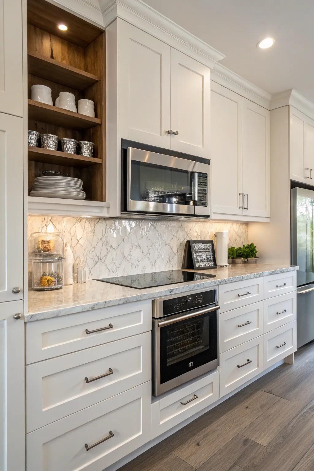 Recessed microwaves offer a sleek, built-in look perfect for modern kitchens.