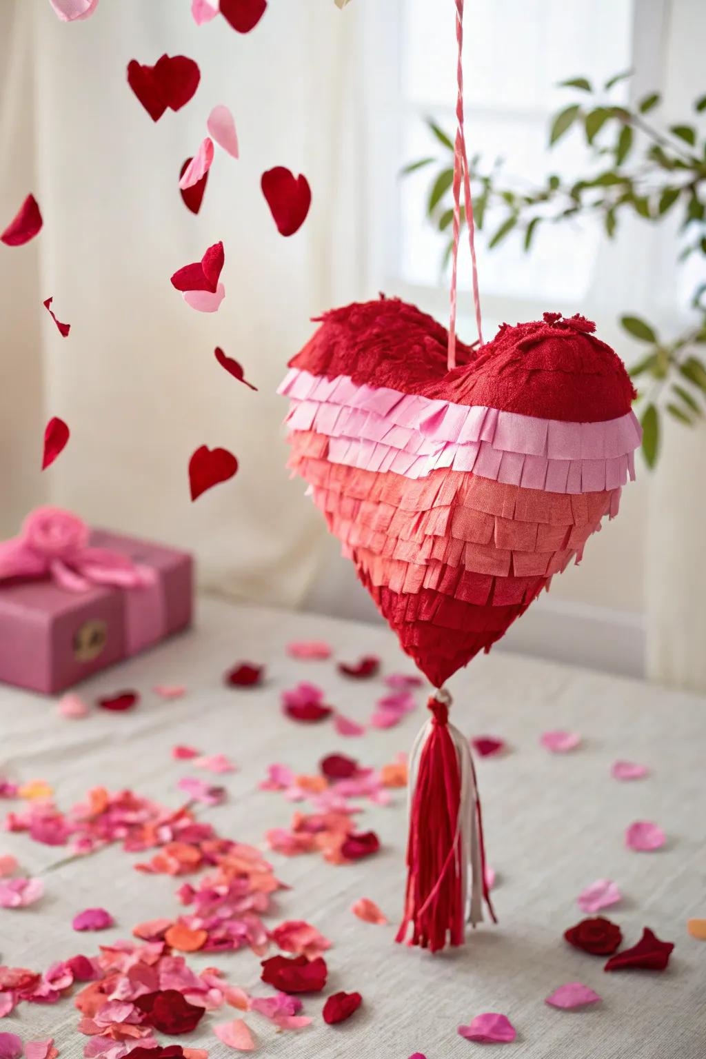 A romantic heart-shaped mini piñata, ideal for expressing love.