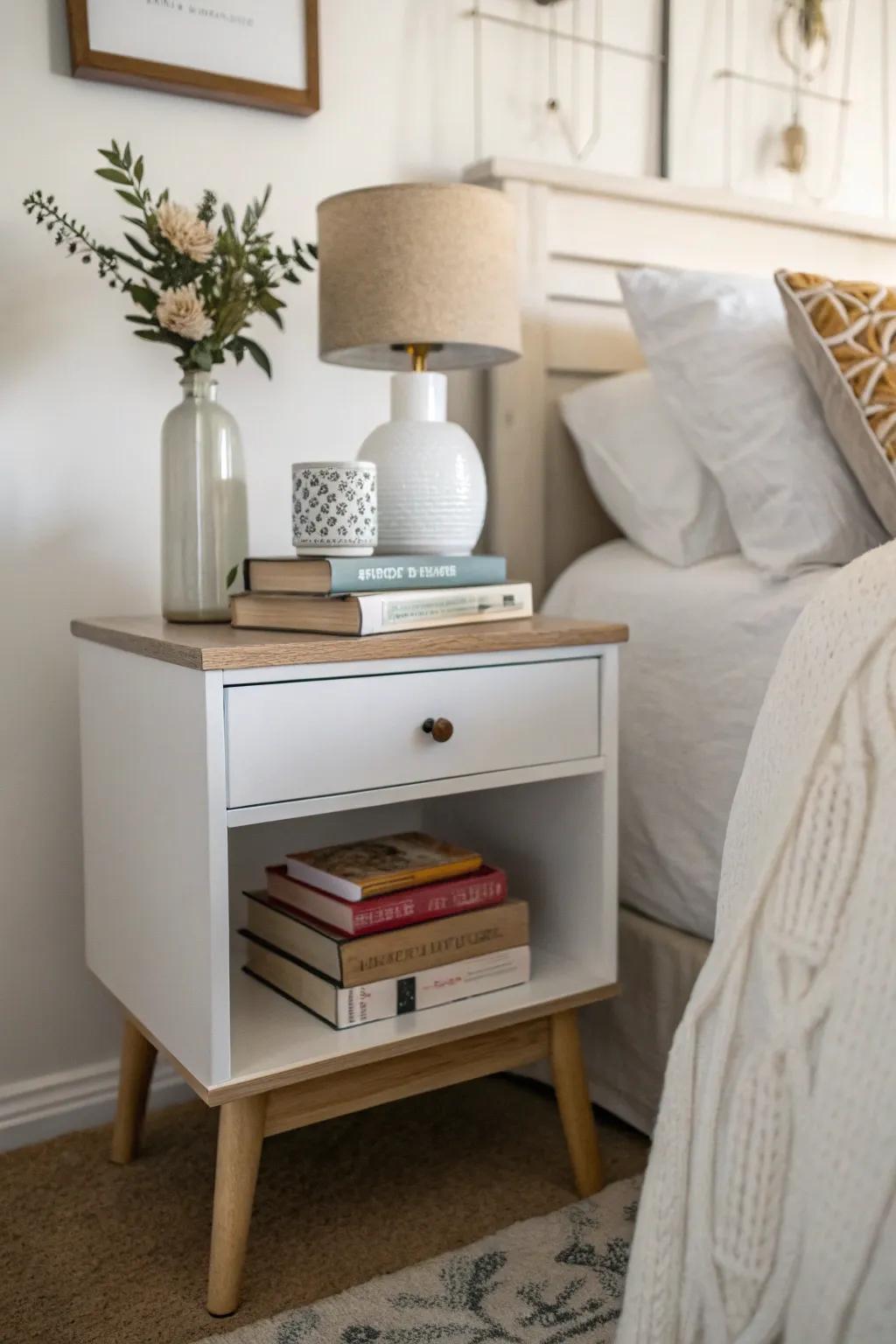 Books add character and warmth to your nightstand.