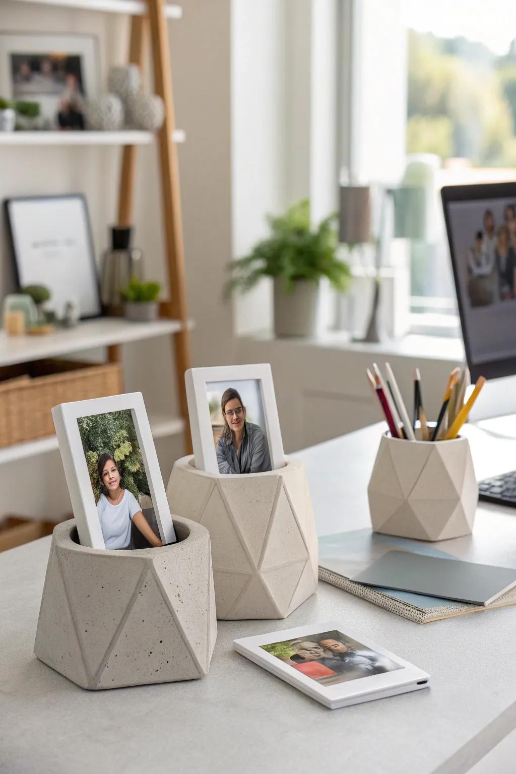 Display your photos with style using geometric holders.