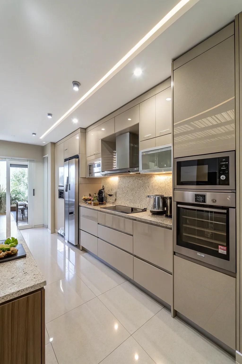 Integrated appliances offer a seamless and sophisticated kitchen design.