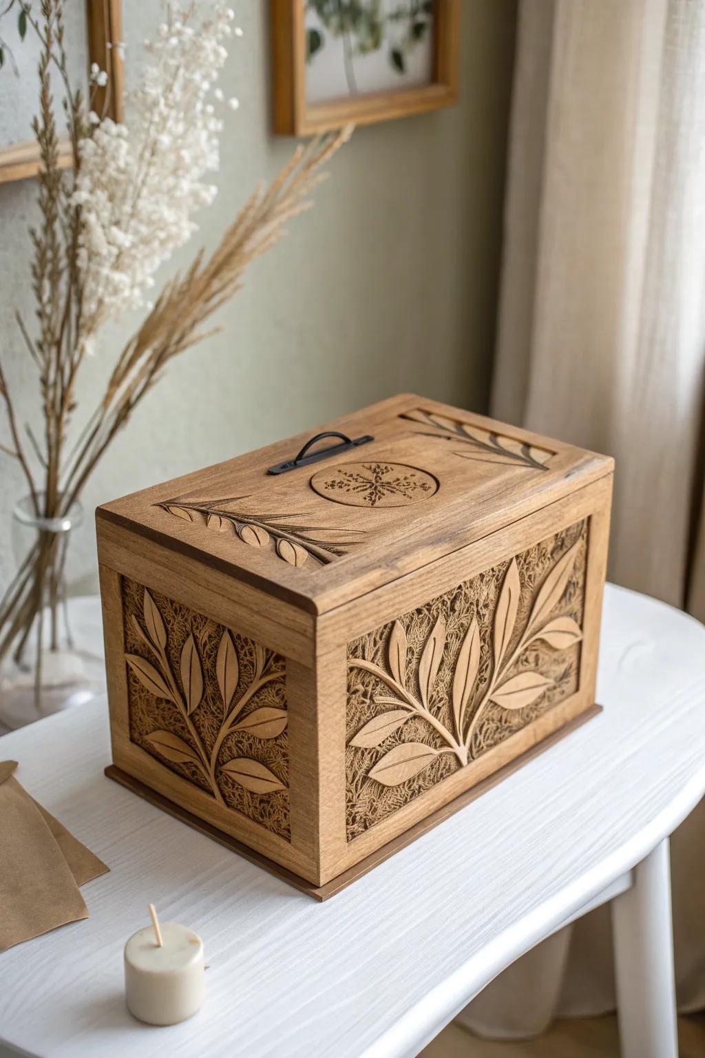 Elegance in simplicity: A nature-inspired wooden money box perfect for birthdays.