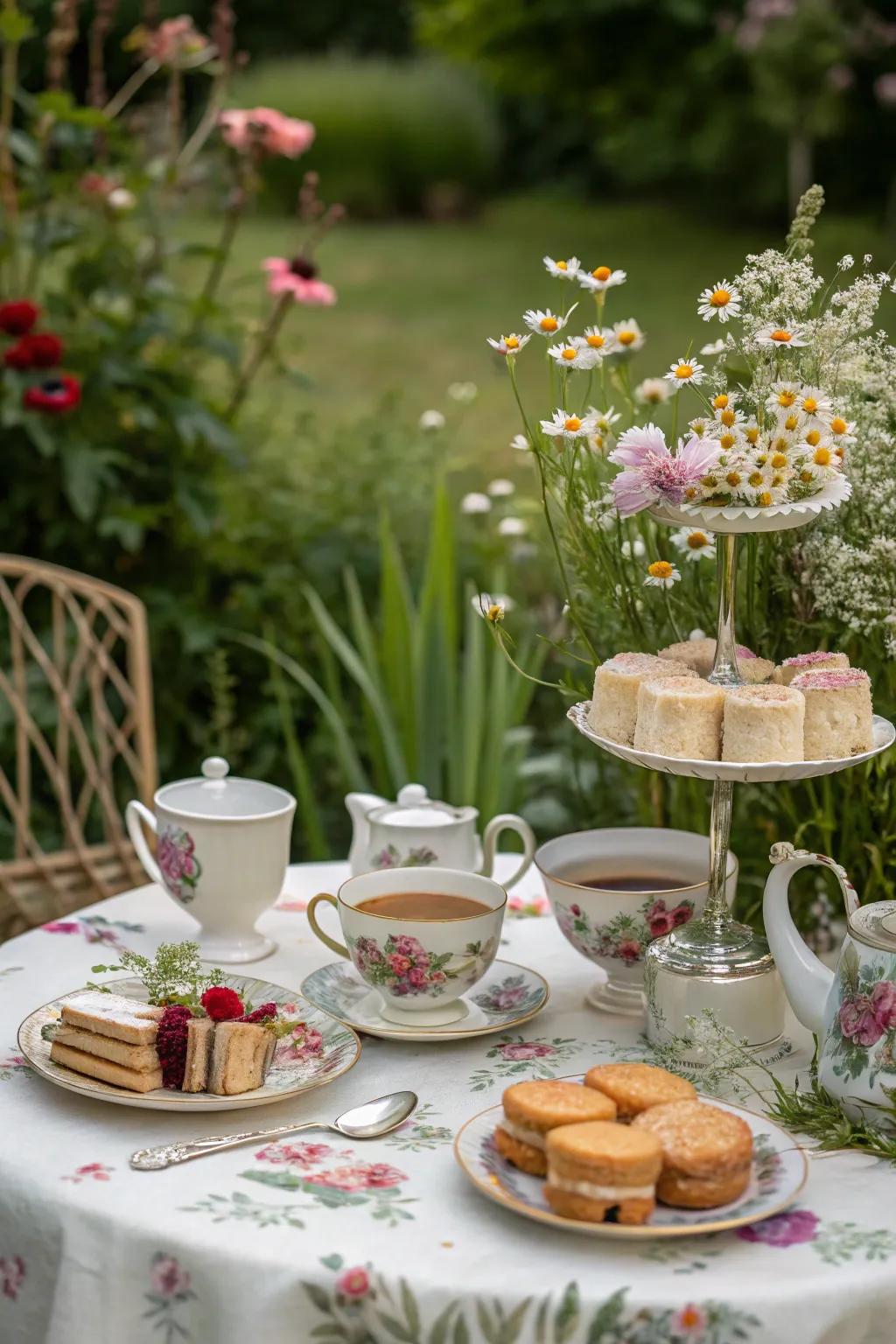 A whimsical garden tea party is a delightful way to celebrate Mother's Day.