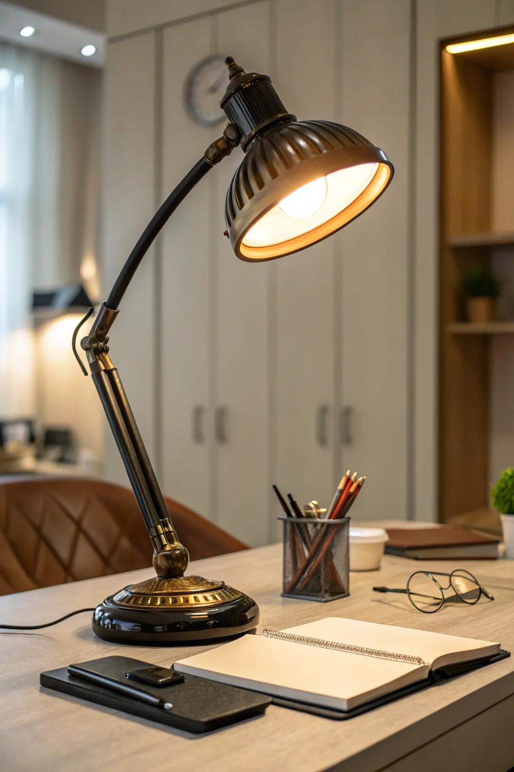 Enhance your workspace with a stylish and functional desk lamp.