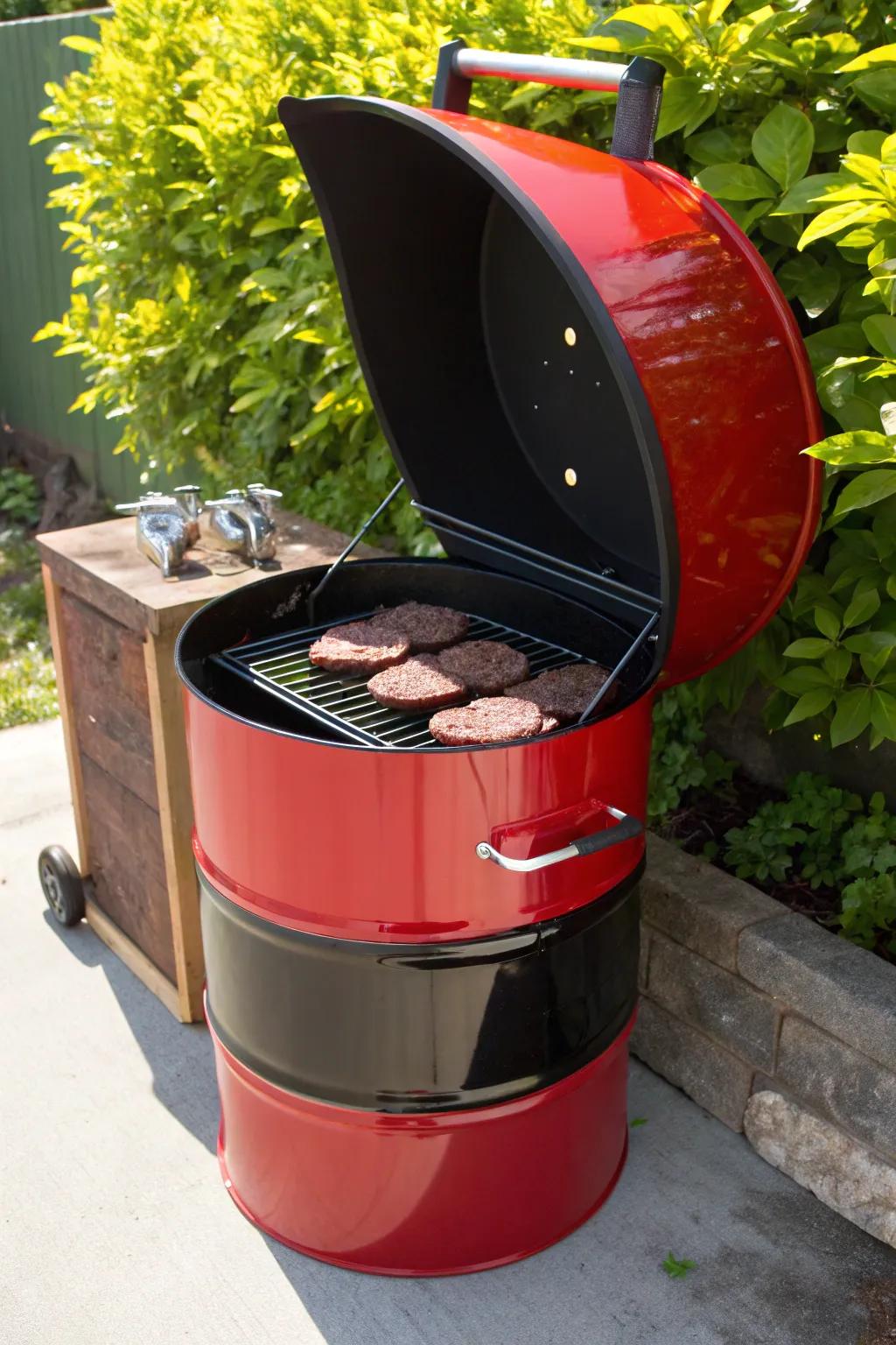 Transform your backyard parties with this stunning oil barrel BBQ grill – where craftsmanship meets culinary delight!