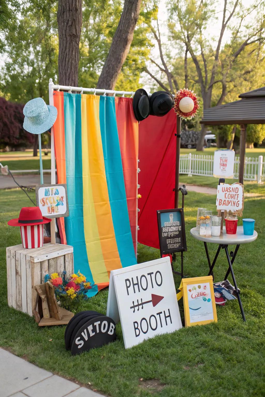 Capture memories with a fun and interactive outdoor photo booth.