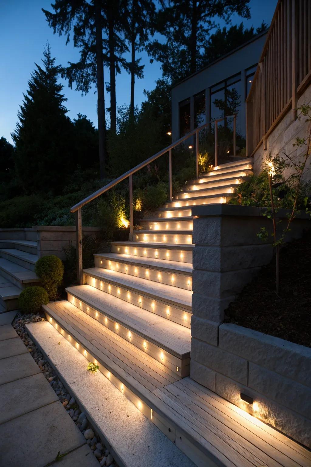 LED lighting enhances safety and ambiance.