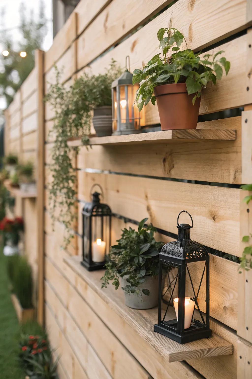 Floating shelves add functional beauty to any wooden wall.